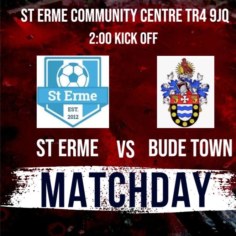 Match Day!

🆚Bude Town Football Club Reserves
🗓️Saturday 18th November, 2:00PM
🏆Junior Cup (Round 3)
🏟️St Erme Community Centre 
•TR4 9JQ