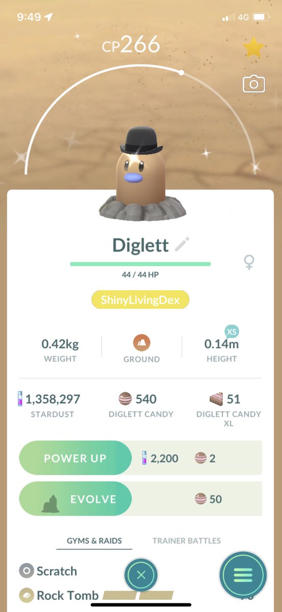 carpetscrannerr's tweet photo. GoPlus blessed me with this guy :’) my first shiny of this event hopefully first of a few more 🙏🏼 

#pokemongo #pogo #diglett #fashionweek #pokemonfashionweek #diglett #shiny #shinypokemon https://t.co/h9nmtHgOeQ