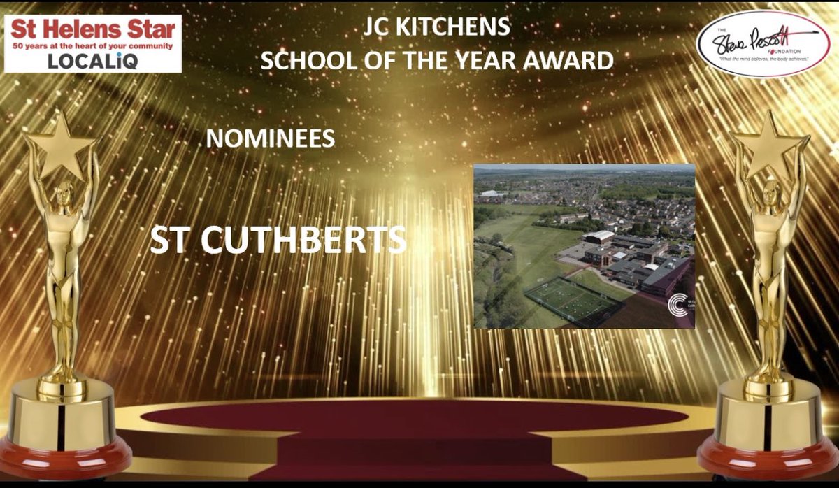 Pride of St Helens Awards (@prideofsthelens) on Twitter photo Here are the Final Three Nominees for this years <a href="/JCKits/">Jo-Anne Shaw</a> School of the Year Award!
<a href="/MikhailGroup/">Mikhail Hotel & Leisure Group</a>
<a href="/prideofsthelens/">Pride of St Helens Awards</a>
<a href="/TheSuttonAC/">The Sutton Academy</a>
Lansbury Bridge
<a href="/stcuthbertsCHS/">St Cuthbert's CHS</a>
#Timebeproud #StHelens
<a href="/sthelensstar/">St Helens Star</a> Here are the Final Three Nominees for this years <a href="/JCKits/">Jo-Anne Shaw</a> School of the Year Award!
<a href="/MikhailGroup/">Mikhail Hotel & Leisure Group</a>
<a href="/prideofsthelens/">Pride of St Helens Awards</a>
<a href="/TheSuttonAC/">The Sutton Academy</a>
Lansbury Bridge
<a href="/stcuthbertsCHS/">St Cuthbert's CHS</a>
#Timebeproud #StHelens
<a href="/sthelensstar/">St Helens Star</a>