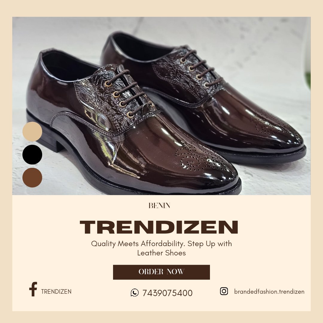 Trendizen169921's tweet photo. BENIN SHOES 👞

“Step into Style with Benin Shoes - Where Comfort Meets Fashion!” 

Enhance your joy of shopping with wild discount offer 🏷️

#beninleathershoesale #beninshoelove #leather #leatherfashion #LeatherLove  #LeatherLuxury #FashionForward #shoesale #trendizen #explore https://t.co/dU8YadM2hY