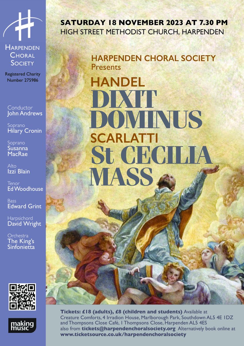 Such wonderful music in tonight's concert. Tickets are selling well but are still available: ticketsource.co.uk/harpendenchora…. Hope you can join us and our fantastic soloists @HilaryCronin @edsingstenor @BlainIzzi @MisterGravel and Susanna MacRae with the excellent @JKAConductor