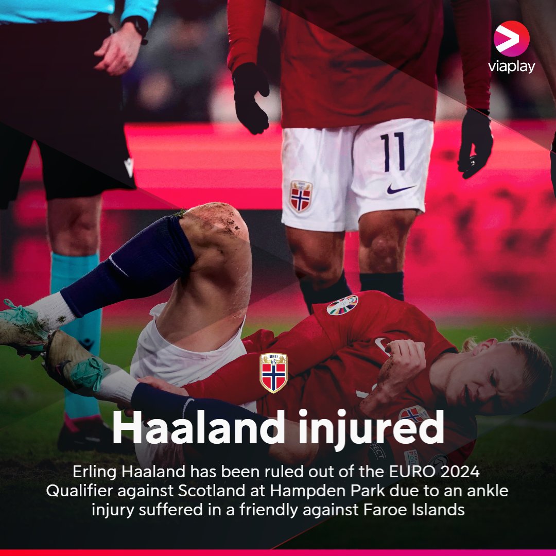 PremSportsTV's tweet photo. Scotland won't have to worry about the threat of Erling Haaland on Sunday 👀 https://t.co/p9R8WQCaUB