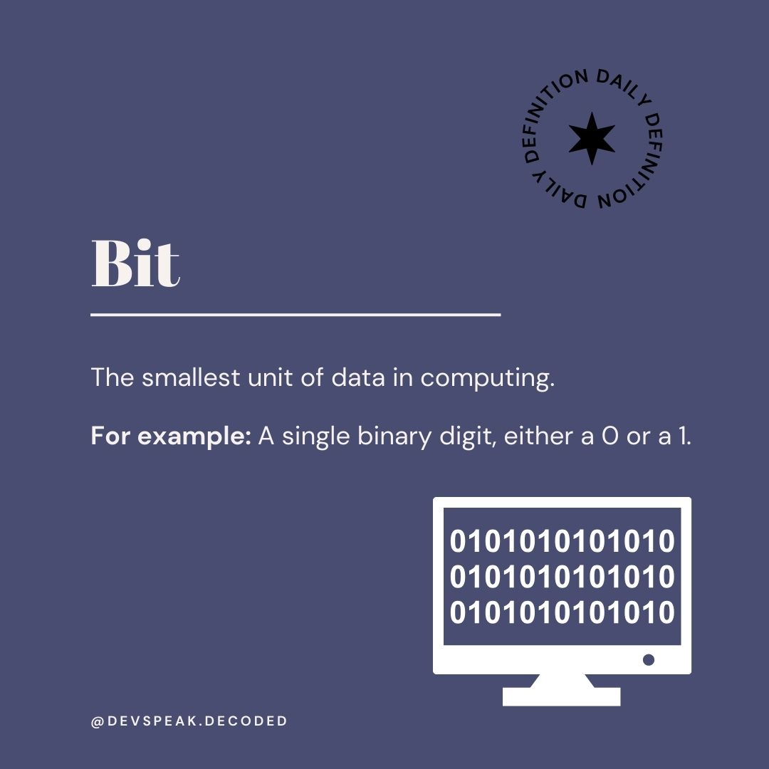 BuzzwordBuster's tweet photo. What is a #bit?

#web #coding #programming #web3 #software #code https://t.co/KHhSdDRgpA