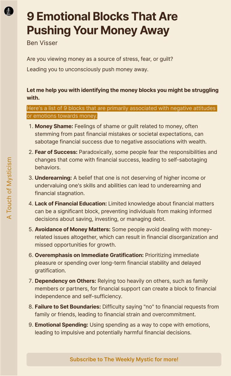 yours2source's tweet image. 💸 9 Emotional Blocks That Are Pushing Your Money Away