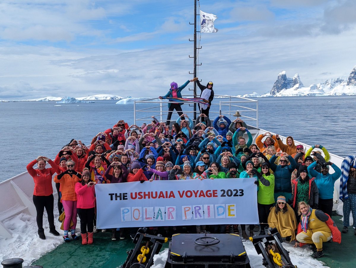 🌈 Today the 18th of November is Polar Pride Day! 🐧🌈🐻‍❄️ Onboard the Ushuaia and the Island Sky Homeward Bound Women in STEMM are celebrating diversity and the wonderful contributions of LGBTQIA+ people to polar research! 🥳 #PolarPride2023 @PridePolar