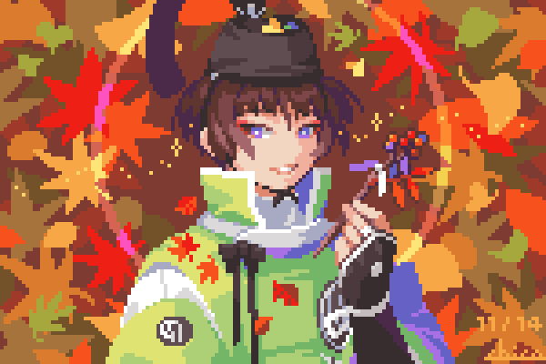 #11月14日はいい石切丸の日 秋と戯れる丸さん