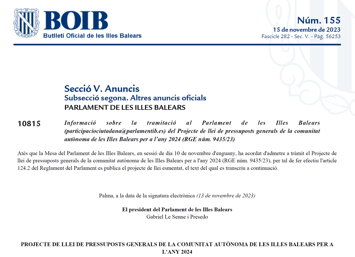 AngeMall's tweet photo. Podéis verlo en el BOIB https://t.co/NrwDYYIhpD