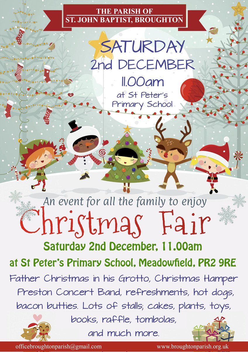 broughtonparish's tweet photo. It's two weeks to our Christmas Fair on Saturday 2nd December 11.00am-2.00pm. Lots of stalls, food and Father Christmas. Everyone is welcome https://t.co/Zwk3d1oABW