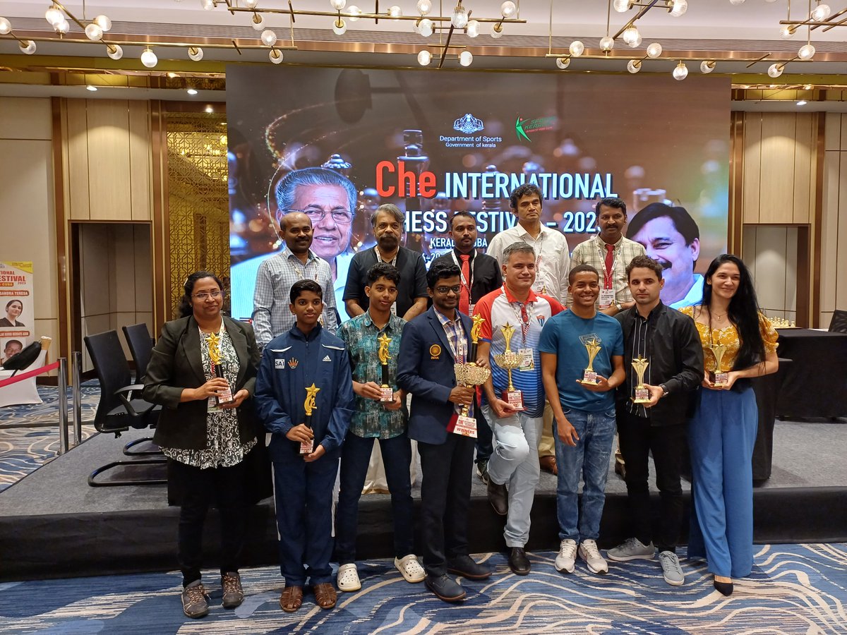 ChessBase India (@chessbaseindia) on Twitter photo Kerala wins Che International Chess Festival 2023 match against Cuba
Final score:
Kerala - Cuba: 42.5-37.5
Kerala: <a href="/GMNarayananSL/">SL Narayanan</a>, IM Jubin Jimmy, WIM Nimmy A George and FM Goutham Krishna H.
Cuba: GM Dylan Isidro Berdayes Ason, GM Elier Miranda Mesa, IM Lisandra Teresa Ordaz Kerala wins Che International Chess Festival 2023 match against Cuba
Final score:
Kerala - Cuba: 42.5-37.5
Kerala: <a href="/GMNarayananSL/">SL Narayanan</a>, IM Jubin Jimmy, WIM Nimmy A George and FM Goutham Krishna H.
Cuba: GM Dylan Isidro Berdayes Ason, GM Elier Miranda Mesa, IM Lisandra Teresa Ordaz