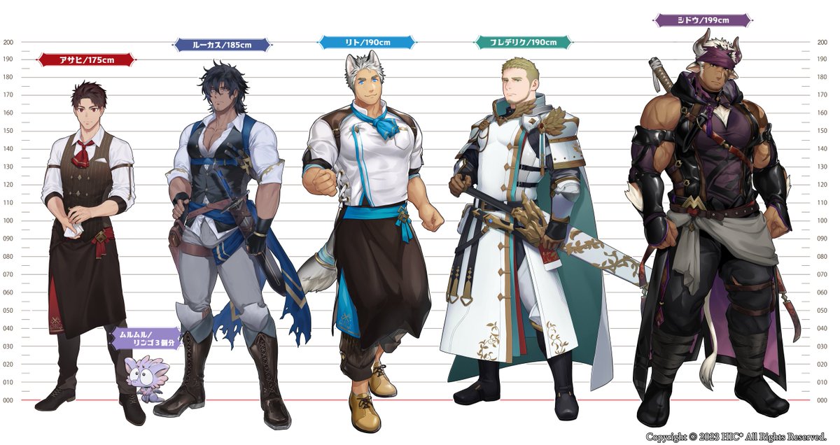 hichicgames's tweet photo. #ノルダイ の主要キャラクター9人+1匹の身長比較です！ 
お気に入りのキャラクターはどのくらいの大きさでしょうか？ 

This is a height comparison of 9 main characters + 1 animal from #NornsDine. 
How big is your favorite character?
【1/2】 https://t.co/0WaZMko0Fz