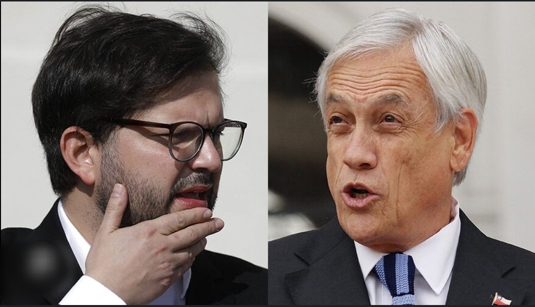 Boric condena la corrupción, Piñera es corrupto. Boric se hace cargo de inmigrantes, Piñera trajo miles. Boric quiere condonar CAE, Piñera dice que la educación es un bien de consumo. Boric tiene manos limpias, Piñera se robó un banco. Boric promueve los DD.HH, Piñera los violó.