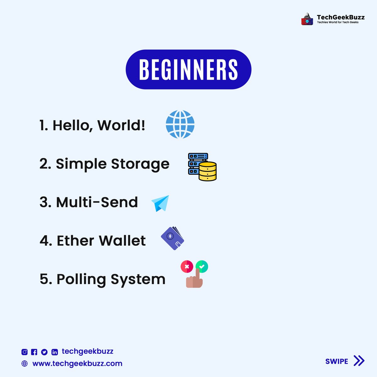techgeekbuzz's tweet image. From secure peer-to-peer transactions and immutable ledgers to disrupting industries like finance, healthcare, and supply chains, these innovative blockchain endeavors are rewriting the rules of trust and transparency.
#blockchain #projects #BlockchainTechnology #Blockchain101