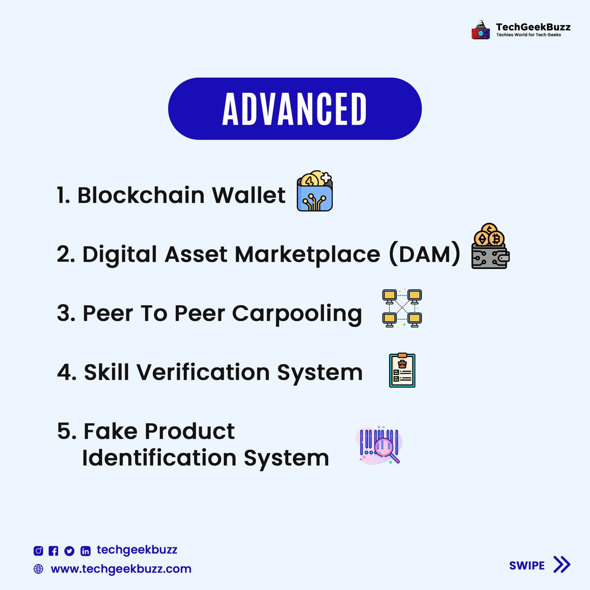 techgeekbuzz's tweet image. From secure peer-to-peer transactions and immutable ledgers to disrupting industries like finance, healthcare, and supply chains, these innovative blockchain endeavors are rewriting the rules of trust and transparency.
#blockchain #projects #BlockchainTechnology #Blockchain101