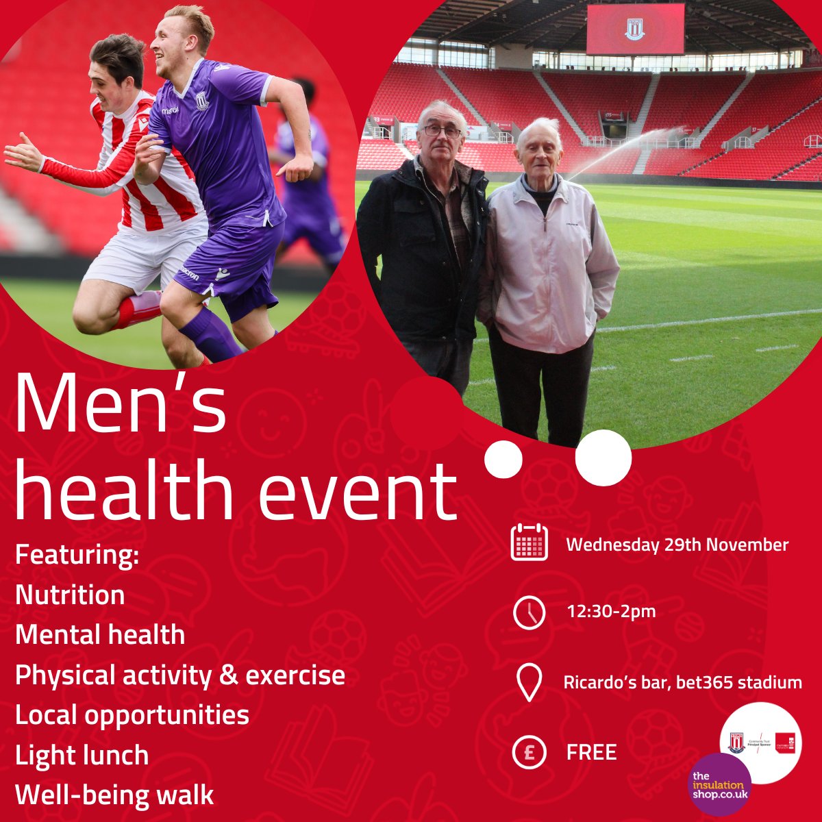 scfc_foundation's tweet photo. 💪 Men's Health event 💪

To celebrate Men's Health month, we are joining forces with local organisations to bring you a one-stop shop on all things Men's Health at the bet365 stadium.

For more information, contact naomi.parton@stokecityfc.com https://t.co/OYvgYlV9tK