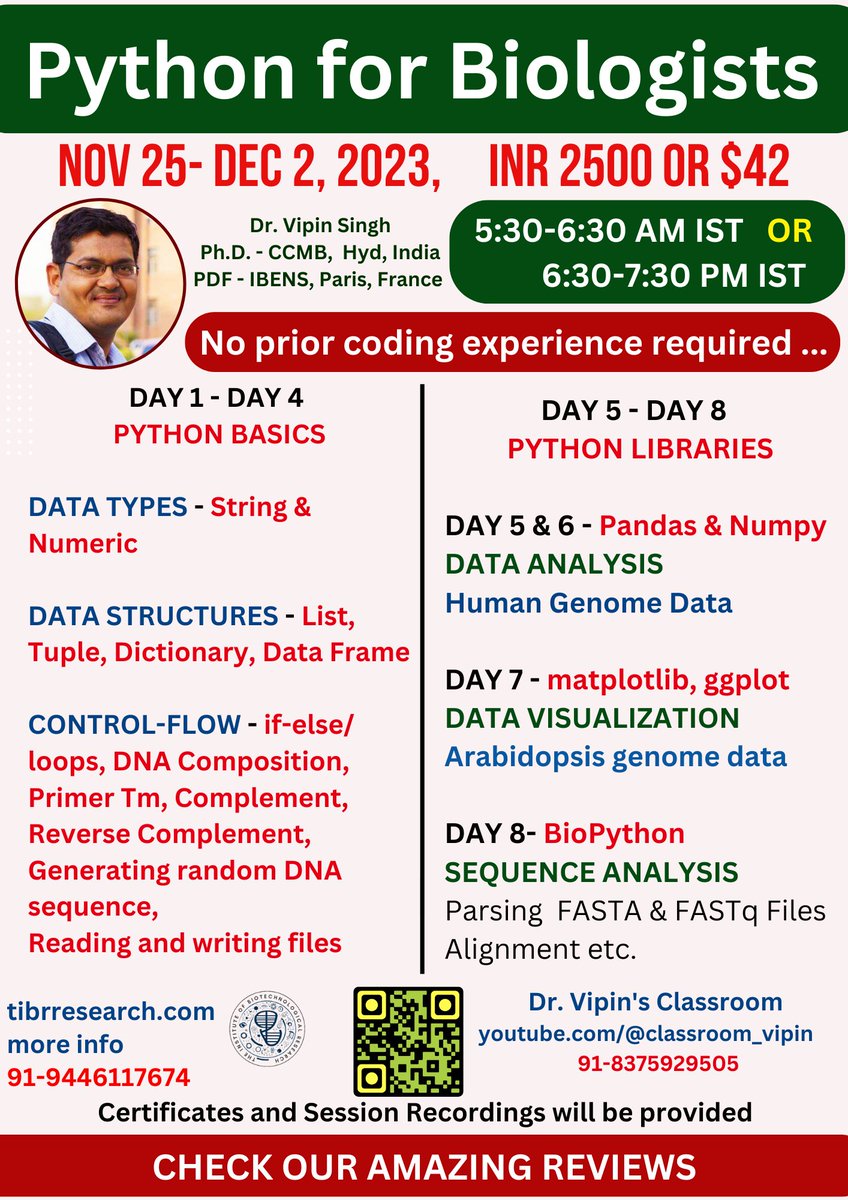 dr_vipin_singh's tweet image. #Workshop #Python_FOR_BIOLOGISTS #R_FOR_BIOLOGIST
Register here - sites.google.com/site/vipinscla…
End the Year on high - Learn coding skill - essential for research today
