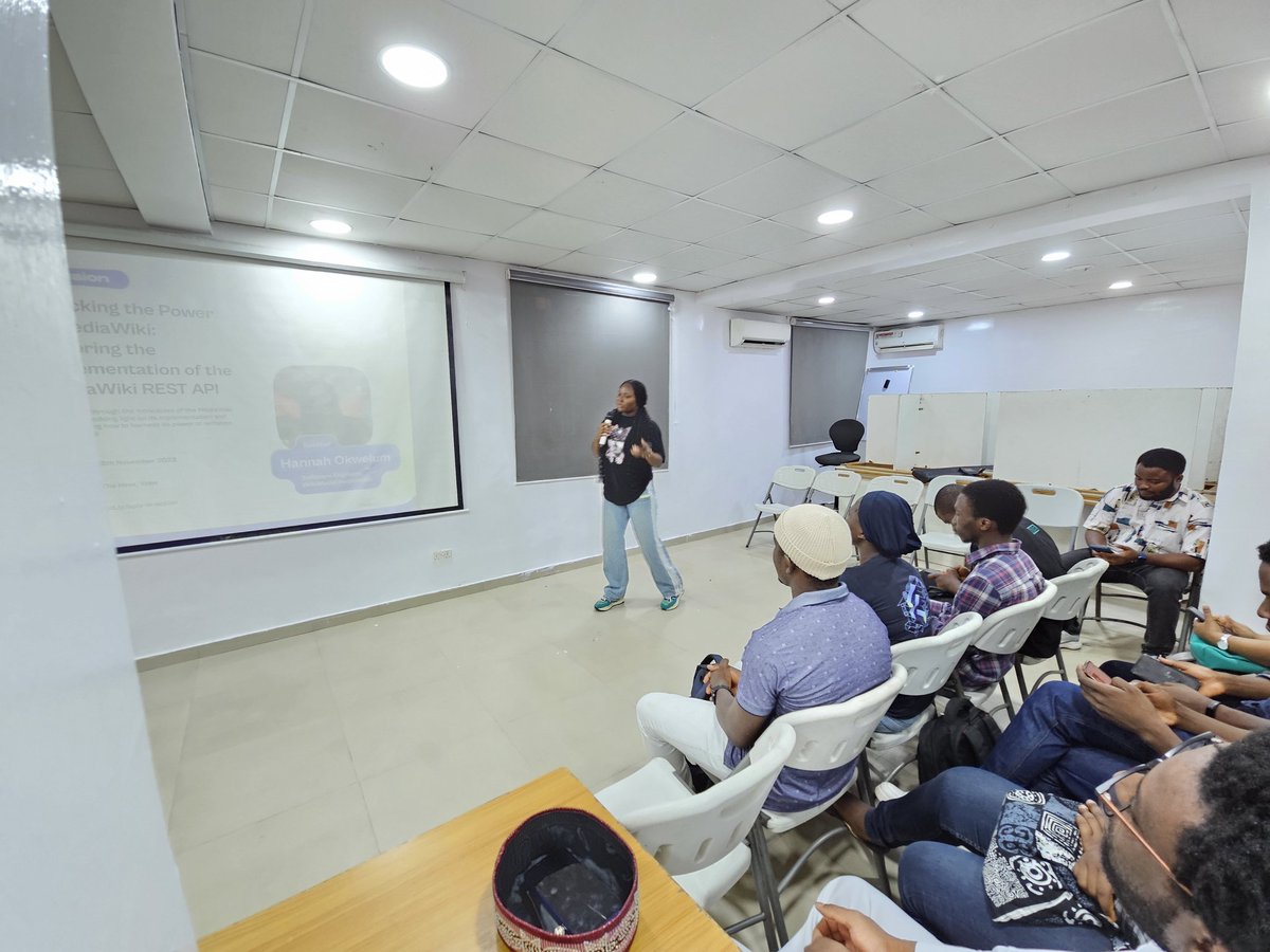 apiconflagos's tweet photo. Now gracing the stage is the remarkable @codingHannah, delivering a talk on delving into the implementation of the MediaWiki REST API. 

If you're not in attendance, you're truly missing out on a valuable experience.

#APIConfLagos #APIsInAction #API https://t.co/sx6MRUkIKQ