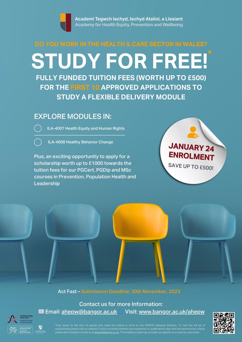 Study for FREE with AHEPW! / Astudio am ddim gyda AHEPW! 📖

Application Deadline 30/11/23 - Act fast!