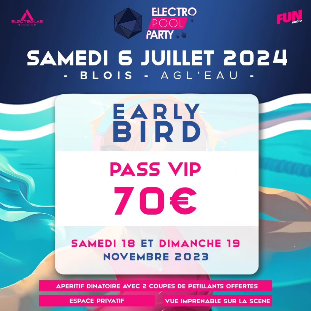 PoolElectro's tweet image. [BILLETTERIE]
La billetterie de l'Electro Pool Party 2024 est ouverte 🔥🔥🔥 et en tarif  early bird tout le week-end ! 
👉 electropoolparty.fr pour réserver votre billet et participer ainsi à la + grande Electro Pool Party de France 🎧🎶✨