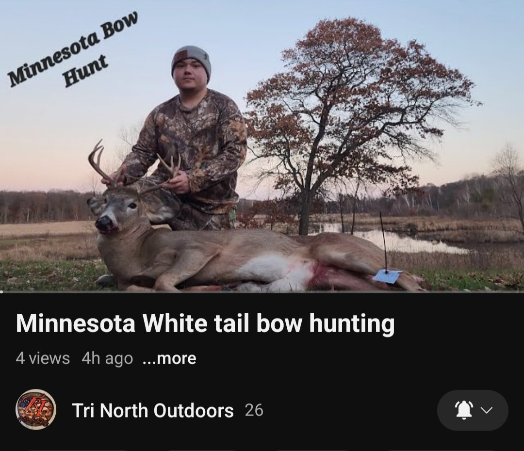 TriNorthoutdoor's tweet photo. Check out the new video and let us know what you think and possibly like and sub.(https://t.co/bLAHtyhg3d)
#trinorthoutdoors #minnesotahunting #minnesotahunting #huntingseason #huntingszn #hunting #bowhunting #whitetail #deerseason #deer #buck #minnesotaoutdoors #minnesota https://t.co/WHRuoNSzoh
