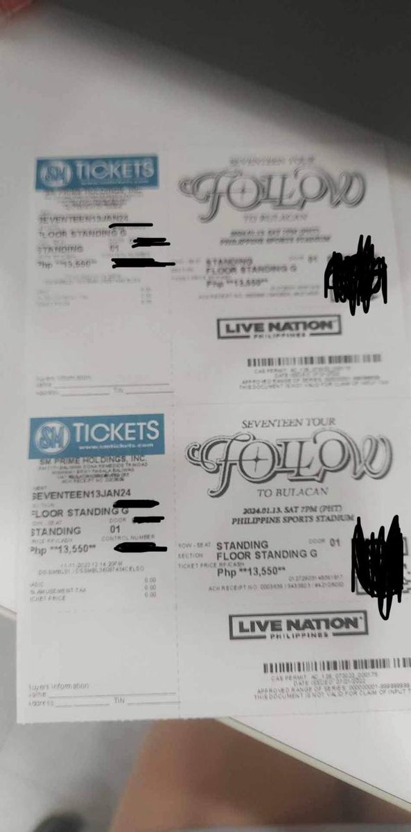 mbarrun18's tweet photo. WTT/WTS 

SEVENTEEN TOUR FOLLOW TO BULACAN Day1 tickets

Have:  2x STANDING G (Bouth during gen sale TS: 12:13pm)
Want: Bleachers Mid 2 + add cash

- If buy 14k (Payment upon meet up) 
- Meetup around manila area or (SM north, SM San Lazaro, or fishermall)

#SEVENTEENinBULACAN https://t.co/2BLUz9rTyn