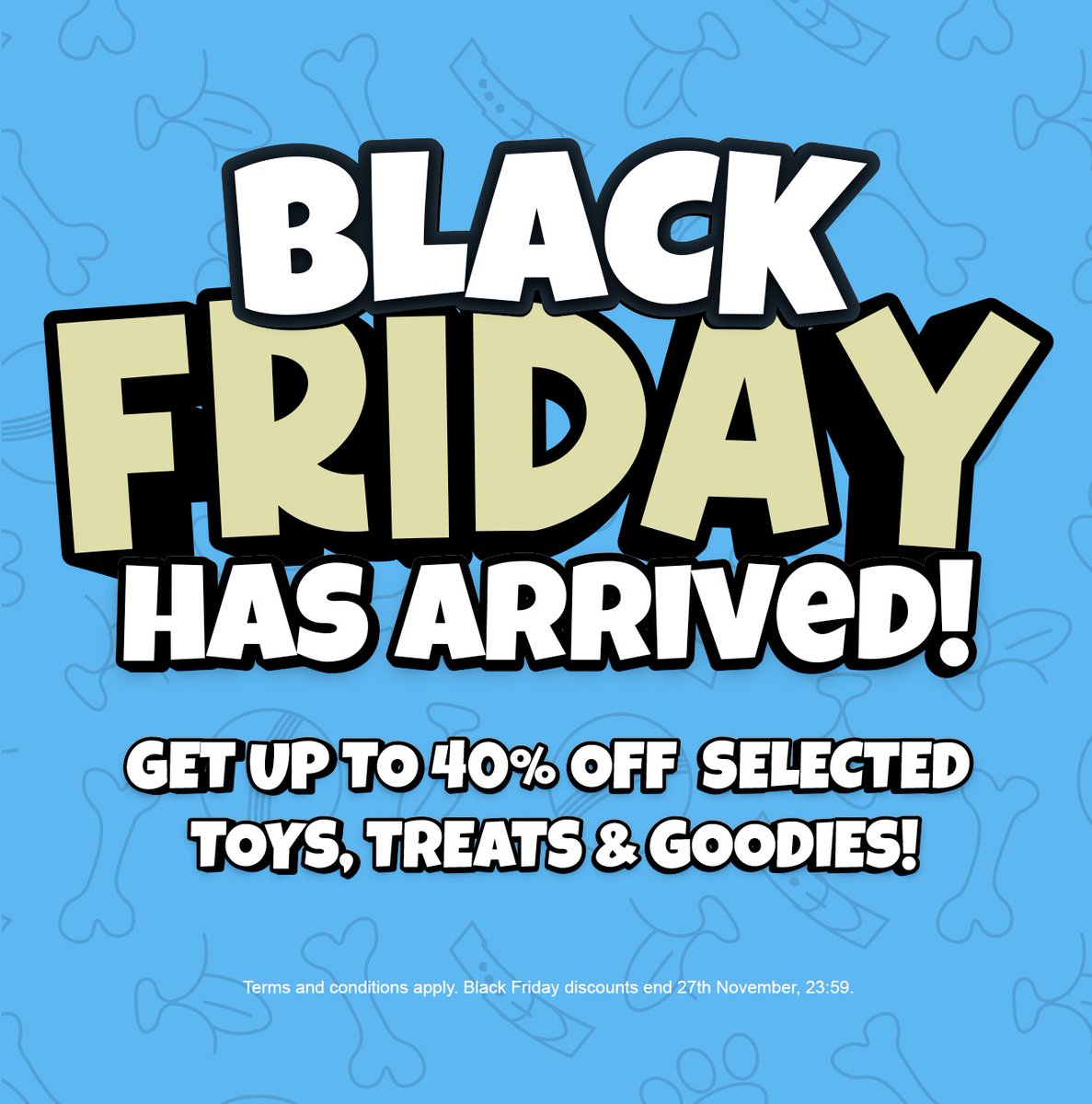 WuffiesUK's tweet photo. Hold onto your tails! The Black Friday excitement is in full swing at Wuffies! 🐾 

Treat your #dogs to a feast of discounts with up to 40% off on a variety of selected goodies. But don't wait! These deals won't stick around for long! Shop now: https://t.co/cV2HipU6mp #dogtoys https://t.co/1eQSoJF4Ht