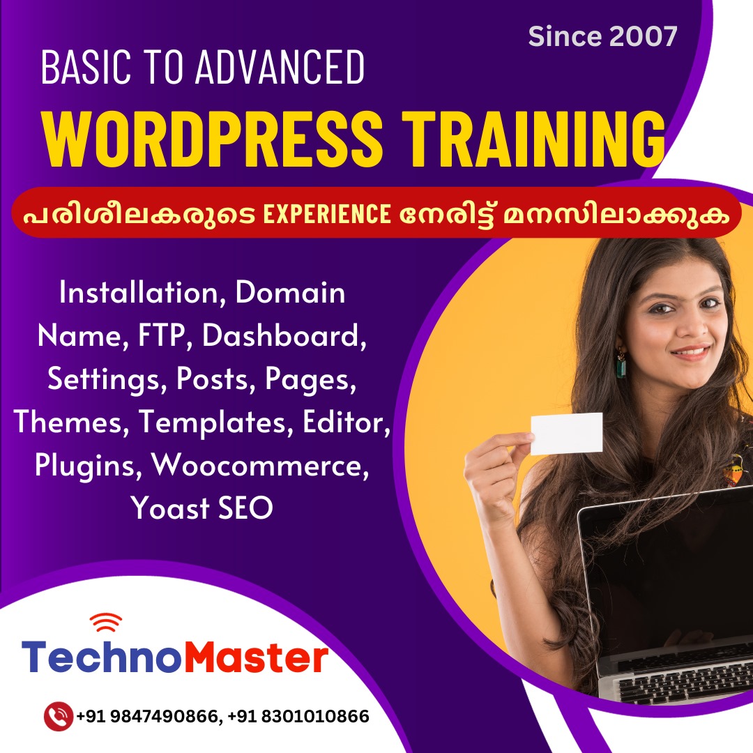 TechnoMaster_in's tweet photo. #1 Wordpress Training / Internship
Since 2007, TechnoMaster (a division of Nestsoft Technologies, Infopark) has been providing Wordpress (basic to advance) Training / Internship by industry experts on real time projects. #wordpressonlinetraining #wordpresscourses https://t.co/bOD2wnlMoc