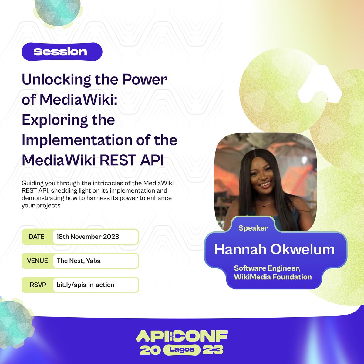 HowlbeebTweets's tweet photo. Interesting session by @codingHannah at @apiconflagos where she talked about the implementation of the MediaWiki REST API; The design Principles, Object Composition and what errors to display 🫢
 #APIConfLagos #APIsInAction https://t.co/JAzZDpJyIX