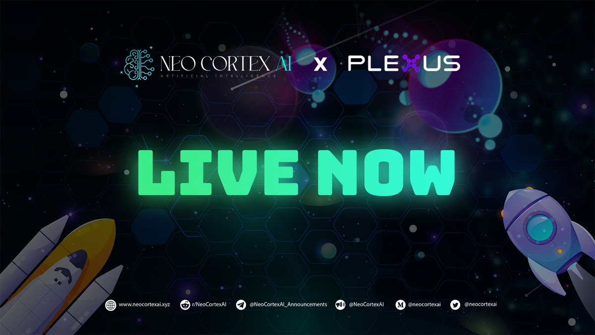 NeoCortexAI's tweet photo. 🚨Pre-Sale Live Now🚨
🏁The Plexus Pre-Sale round has begun
👇Head on to the link below to participate
https://t.co/NL8z4GMj6d https://t.co/A0mXIAqXWg