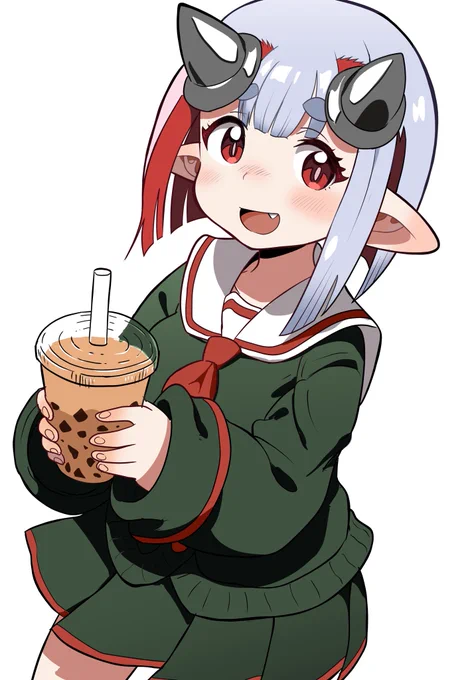 茜ばあちゃんとタピオカミルクティー。 