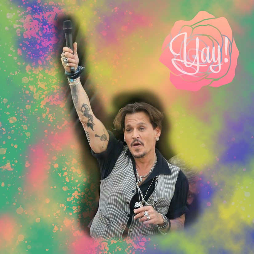 Meepsia's tweet image. Johnny is yelling &quot;Yay&quot; on the third pic 🥰
The fourth was mainly made in #FilterForge 😋

#JohnnyDepp #Photoshop
