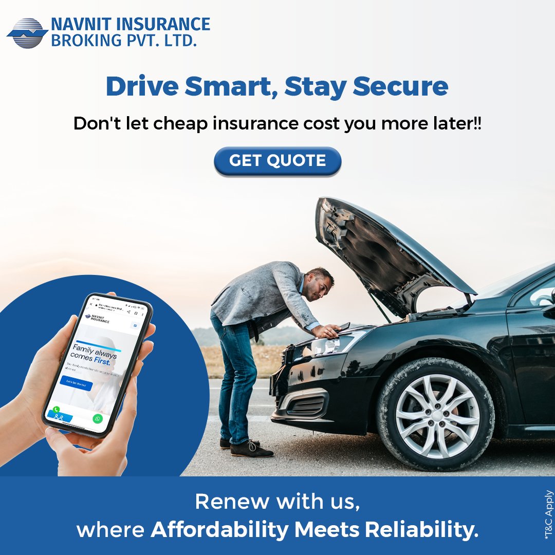 Make the smart choice, stay secure, and renew your car insurance with Navnit Insurance.
#navnitinsurancebroking #navnitinsurance #healthinsurance #securefuture #insuranceclaim #lifeinsurance #familyinsurance #insurancerenew #insuranceservices #insurewithus
