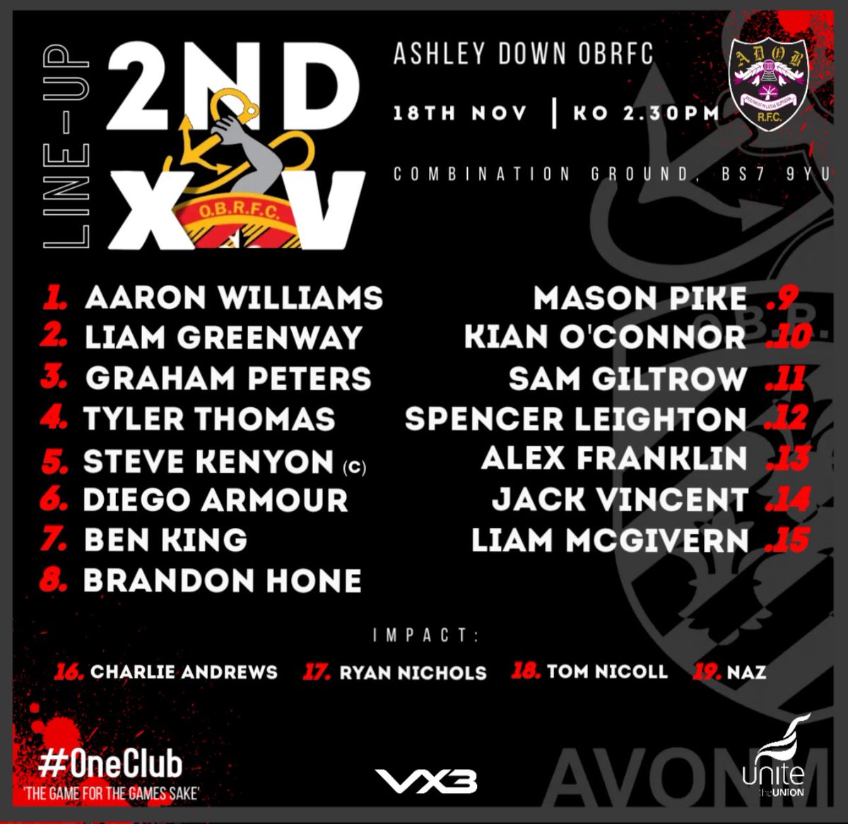 🔊It's Game Day!!!🔊 Avonmouth Old Boys 2nd XV Vs @ADOB_RFC 2nd XV (A) 📆 18th Nov ⏰ KO: 2.30pm 📍 BS7 9YU 🏆 GRFU Bristol & District 1 ⚫️🔴⚫️ @swsportsnews @GRFUrugby