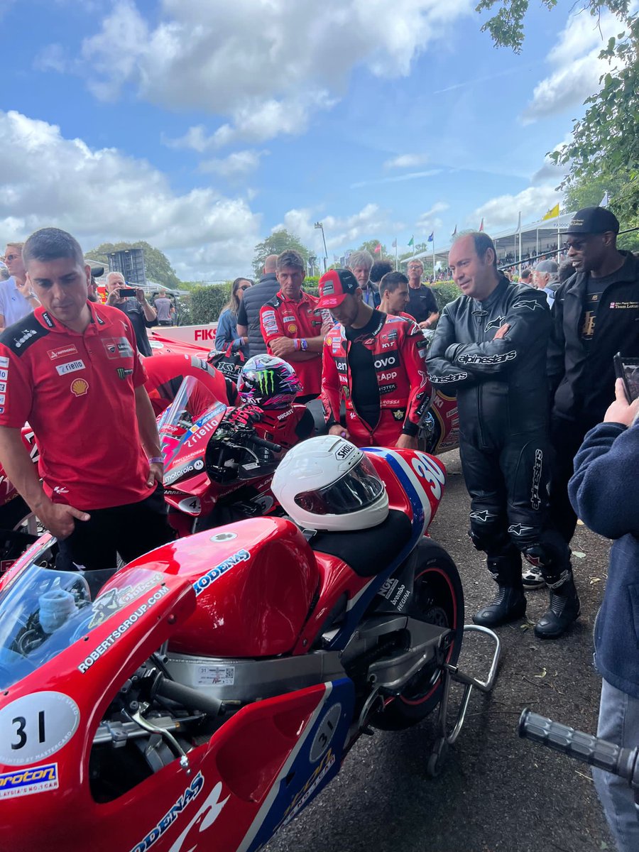 Ducati's Enea Bastianini checking out the 2T at <a href="/fosgoodwood/">Goodwood FOS</a> 2023