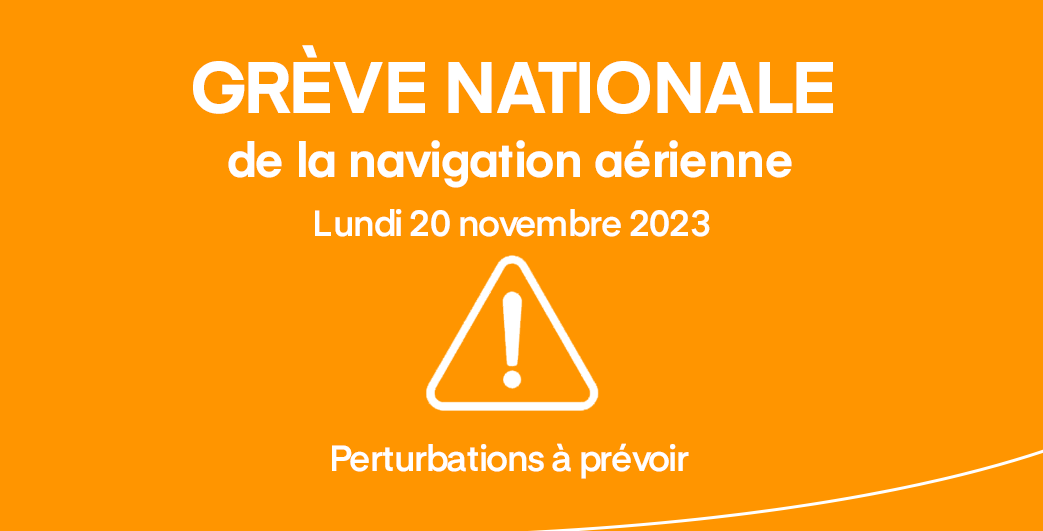 L’aéroport sera impacté par une grève nationale de la navigation aérienne le lundi 20 novembre 2023. Merci de consulter les informations vols, de contacter votre compagnie et de prendre vos dispositions avant votre venue sur l’aéroport : toulouse.aeroport.fr/vols-et-destin…