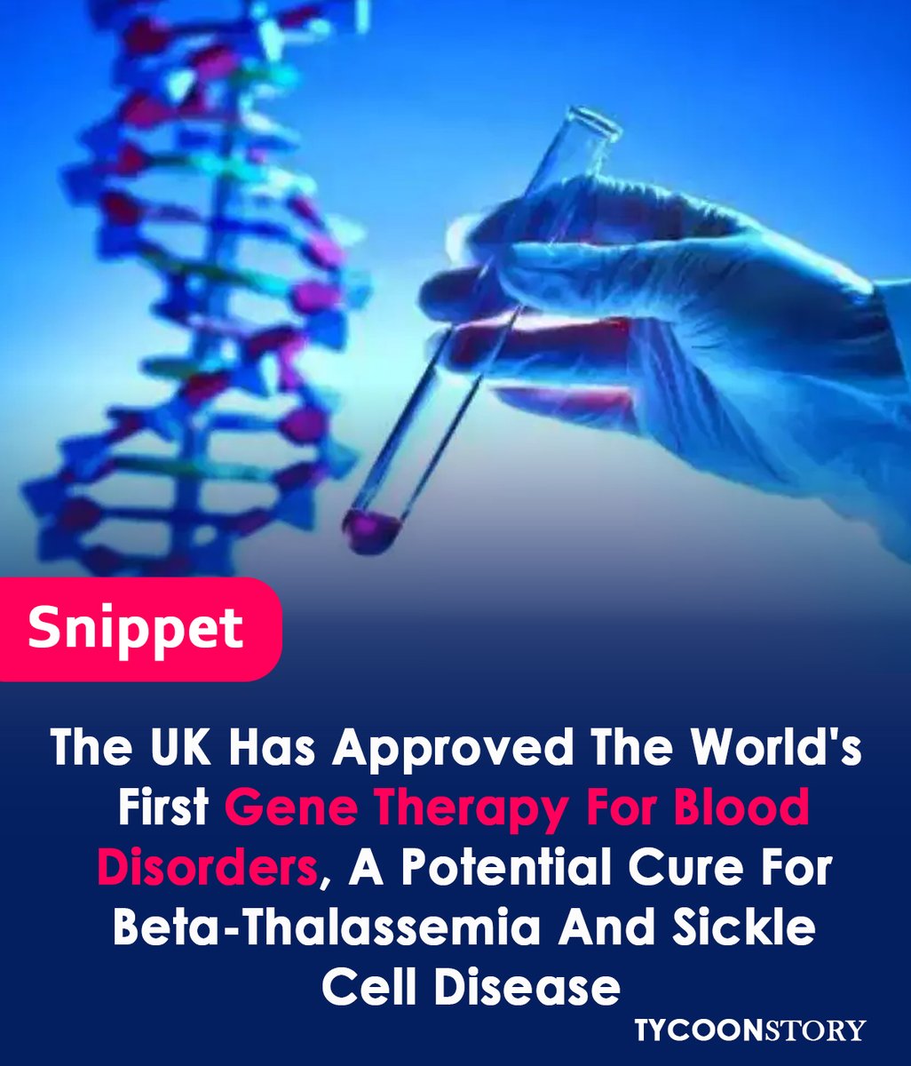 First In The World, The Uk Approves Gene Therapy For Blood Disorders  

 #GeneTherapy #BloodDisorders #UKFirst #MedicalBreakthrough #CRISPR #SickleCellDisease #BetaThalassemia #TransformativeMedicine #HealthcareInnovation 

 tycoonstory.com