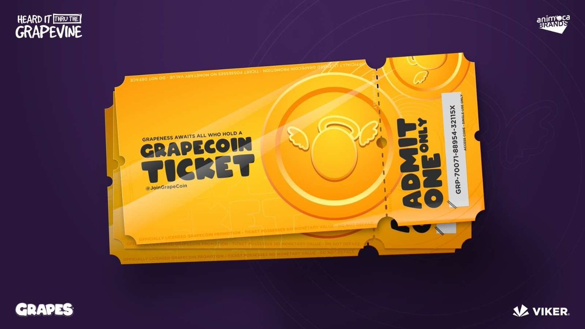 Kazoku 家族 (@unifiedkazoku) on Twitter photo $GRAPE - one of the HIGHLY ANTICIPATED TOKEN OF 2023.
Following the success launch of <a href="/JoinGrapes/">The GRAPES</a> NFT, @JoinGrapeCoin is set to the moon soon.
With a total supply of 2B token, you can participate by either:
1. holding at least 1 Grape NFT or
2. having a Golden Ticket. $GRAPE - one of the HIGHLY ANTICIPATED TOKEN OF 2023.
Following the success launch of <a href="/JoinGrapes/">The GRAPES</a> NFT, @JoinGrapeCoin is set to the moon soon.
With a total supply of 2B token, you can participate by either:
1. holding at least 1 Grape NFT or
2. having a Golden Ticket.