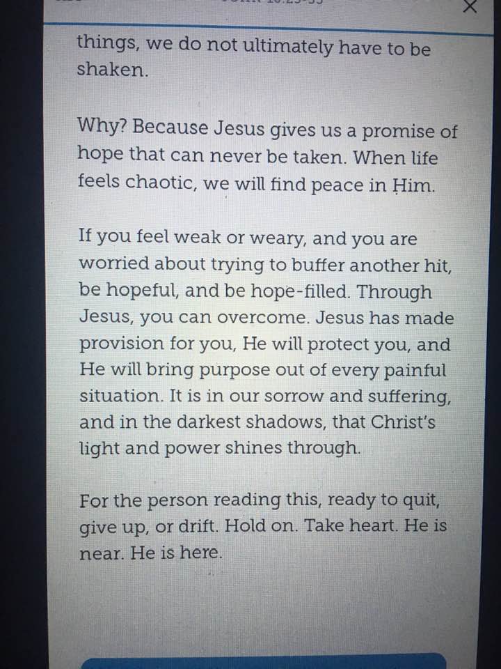 CreativeGrad15's tweet image. Let God’s promises shine on your problems.

Romans 12:12 ‘Be joyful in hope, patient in affliction, faithful in prayer.’

John 16:33 ‘ I have told you these things, so that in me you may have peace. In this World you will have trouble. But take heart! I have overcome the World.