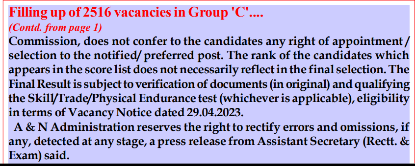 MediaRN_ANI's tweet image. #RozgarMela2023

@Andaman_Admin committed towards filling up of posts in #MissionMode. Statement of marks scored by candidates for filling up of 2516 posts in 212 categories of Group C Matric level posts uploaded online. 
karmic.andaman.gov.in