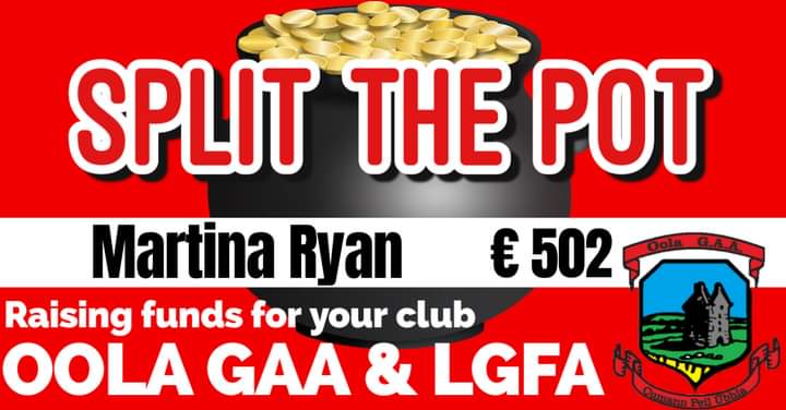 OolaGAA's tweet photo. Congratulations to this week's Split the Pot winner Martina Ryan.
This week's prize €502.
#winnereveryweek https://t.co/5AziIRwSzx