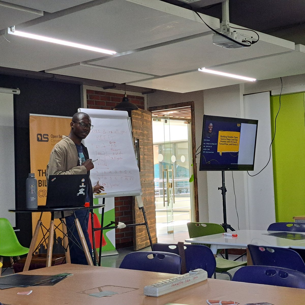 osca_nairobi's tweet photo. @Ngesa254 taking us through the first workshop for Building Flexible Open Source Deep Learning Models with PyTorch, TensorFlow, and Keras 3
#beyondhacktoberfest
π₯π₯π₯π₯π₯π₯ https://t.co/LQcAvbDTjG
