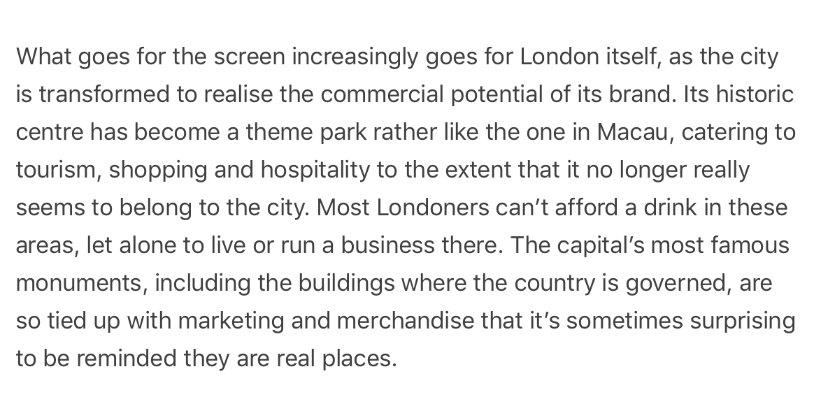 Britain's global brand, comprised of Harry Potter, Richard Curtis and the royal family, is often described as a success story. But it is transforming central London into something that resembles a themed retail park more than a city. From my latest Pathos of Things newsletter: