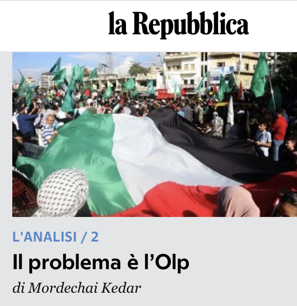 lorenzokamel's tweet photo. 1 settimana fa Mordechai Kedar: "comparing Palestinians to animals is an insult to animals" 

Oggi @repubblica lo mette in 1ª pagina on-line

Immaginate cosa sarebbe successo a parti inverse, con 1 palestinese in 1ª pagina dopo aver detto parole simili nei riguardi degli "altri" https://t.co/U5hEajiBsE