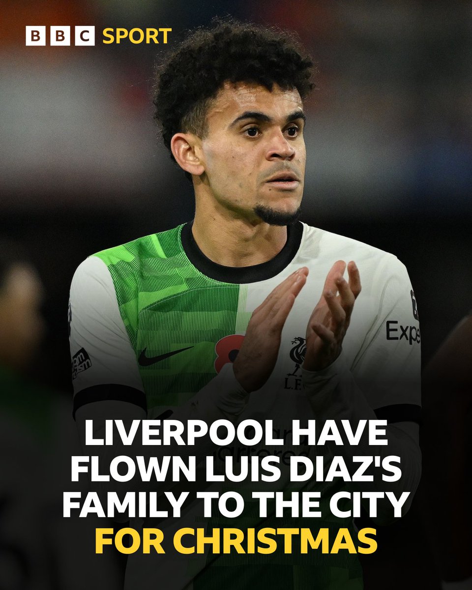 BBCSport's tweet photo. Luis Diaz's wider family will spend Christmas together in the UK ❤ https://t.co/dPnBl15Ceu