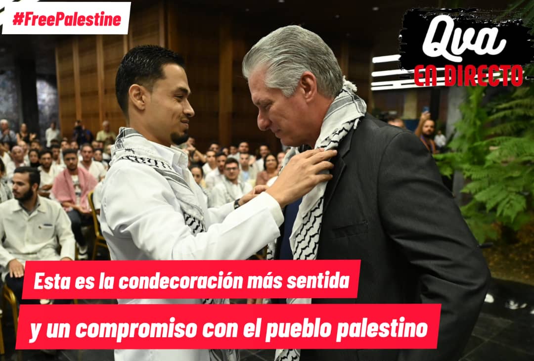 Conmovió y mucho escuchar las historias de jóvenes de Palestina 🇵🇸 que estudian Medicina en #Cuba. Junto al Presidente <a href="/DiazCanelB/">Miguel Díaz-Canel Bermúdez</a> compartimos en un estremecedor encuentro. Cuenten siempre con la solidaridad de nuestro país y, como ustedes, exigimos que cese la barbarie.