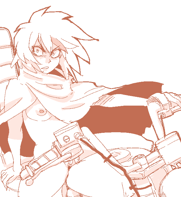 やさぐれ流子一番描きたかった箇所がハンドルに隠れてしまった(;'Д`) 