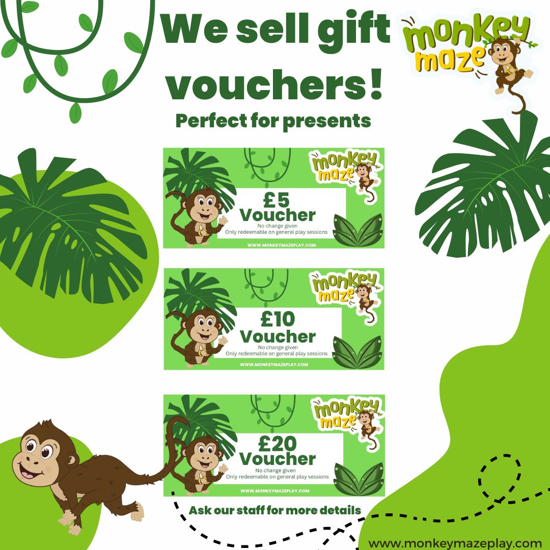 We sell gift vouchers! Perfect for birthday and Christmas presents. 

Ask us for more info. 

#leedsfamilies
#leedsmums
#leedsdads
#leedscarers
#leedskids
#leedstots
#garforth
#softplay
#leedssoftplay
#giftvouchers