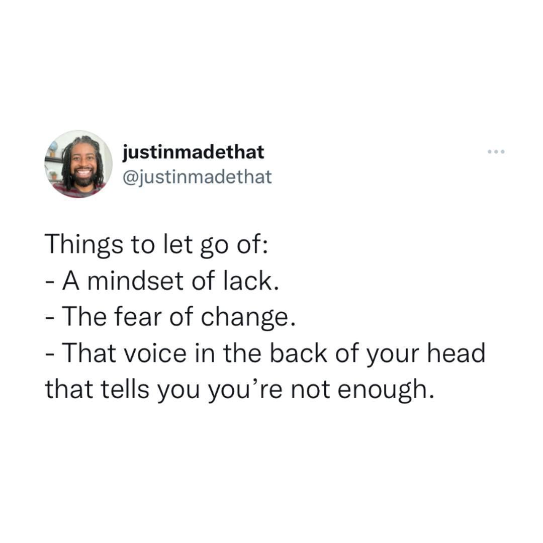 LesGo4It's tweet photo. If it's not serving you, let it go. 👋⁠
⁠
I needed to hear this today: Instead of worrying about the future, remember to celebrate your wins and how far you’ve come.
⁠
Rather than resisting change, learn to embrace discomfort because you know it’s essential for growth.

An ... https://t.co/ZbeoBvcutt