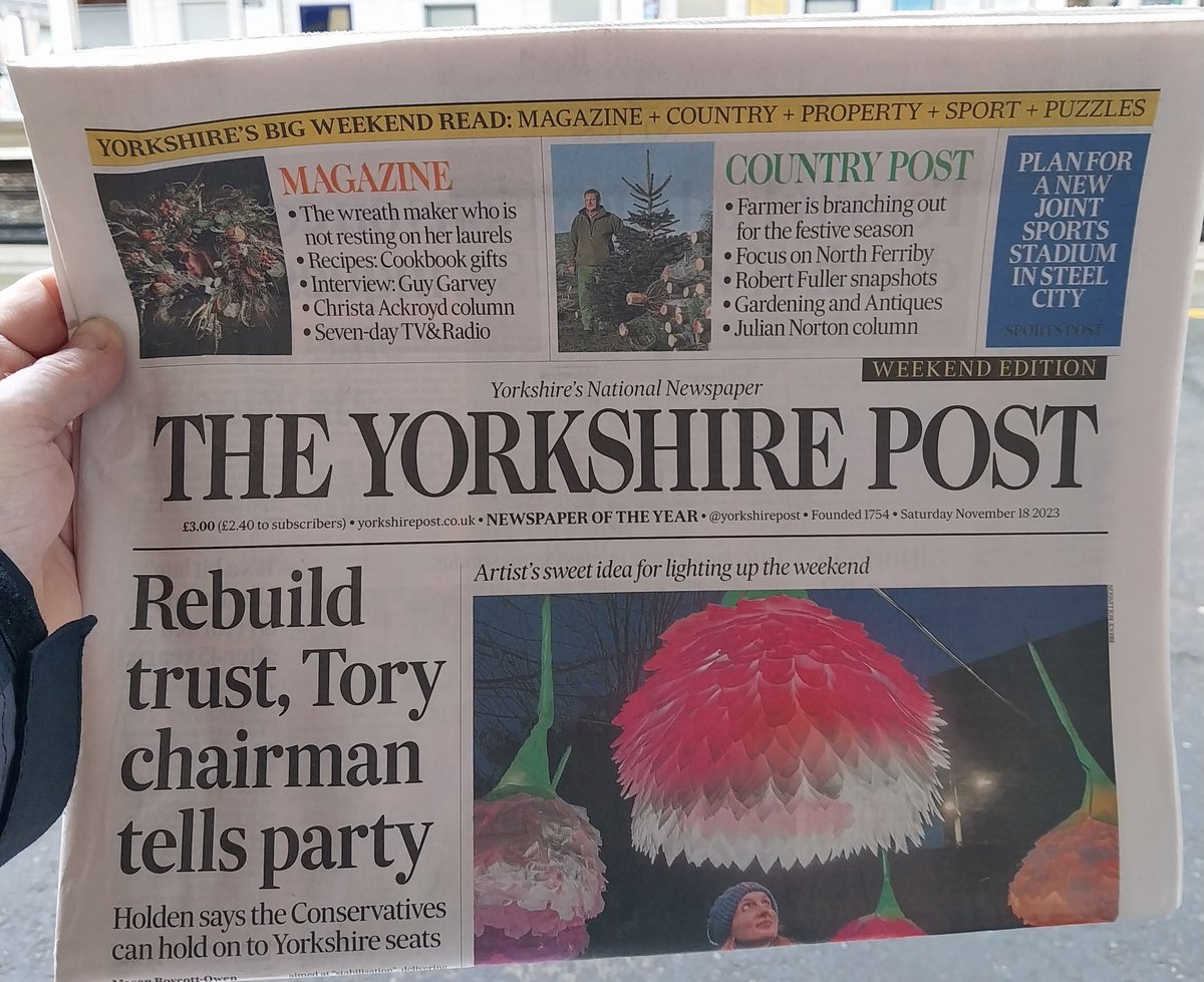 Today's Yorkshire Post. It's a corker. Fascinating obituary of Ann Clough, who ran Ernest Whiteley & Co, in Bridlington, and was still working there in her 80s. In her younger days she made cottage cheese for Philip Larkin.