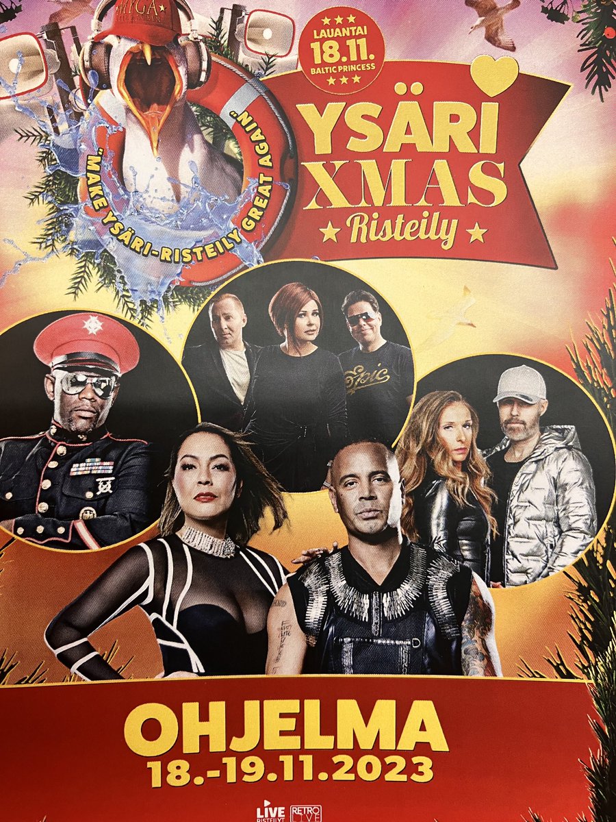 janne_malkki's tweet photo. Päivän agenda Baltic Princessalla ja Iloisella Itämerellä; Ysäri Xmas-risteily! Illan vetoina mm 2 Unlimited, Aikakone, Captain Jack, Look Twice, PartaMatti Airaksinen, kymmenkunta dj:ta… Hyvä tästäkin tulee! #BalticPrincess #LiveRisteilyt #TallinkSiljaStaff #LifeAtTallinkSilja https://t.co/jWKXPXObqc