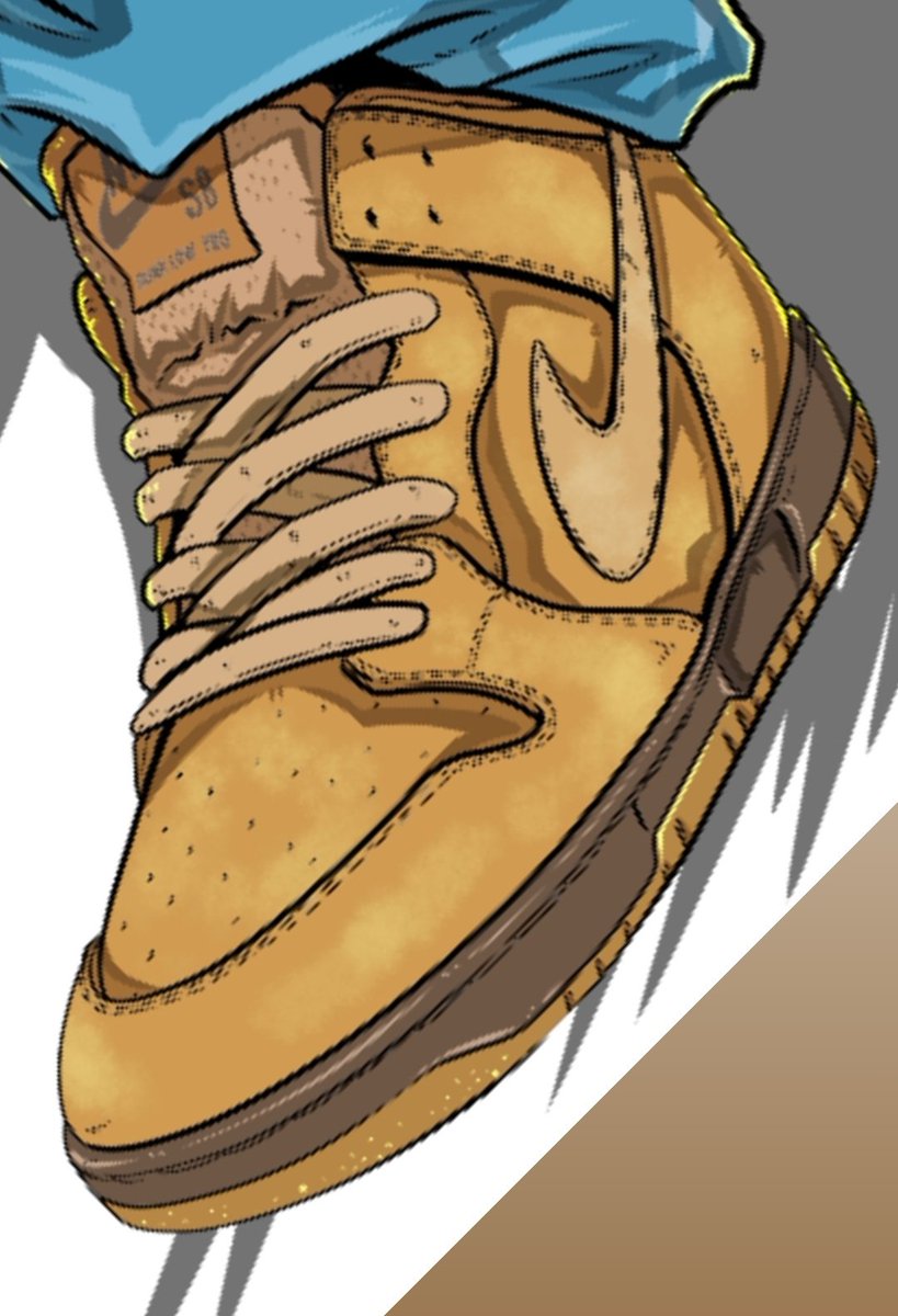 「Nike DUNK SB Low PRO"Wheat"完成まであと少し#スニーカ」|青木 伴イラストレーター☆ブレイキン漫画「THE BREAKING」作画担当のイラスト